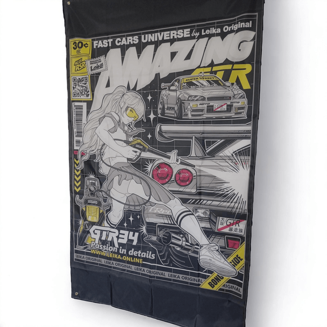Drapeau Nissan GTR magazine